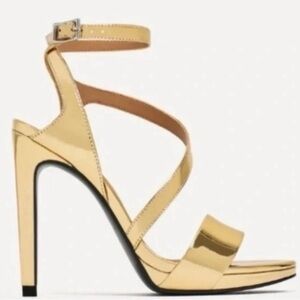 Zara Gold High Heel Sandals
